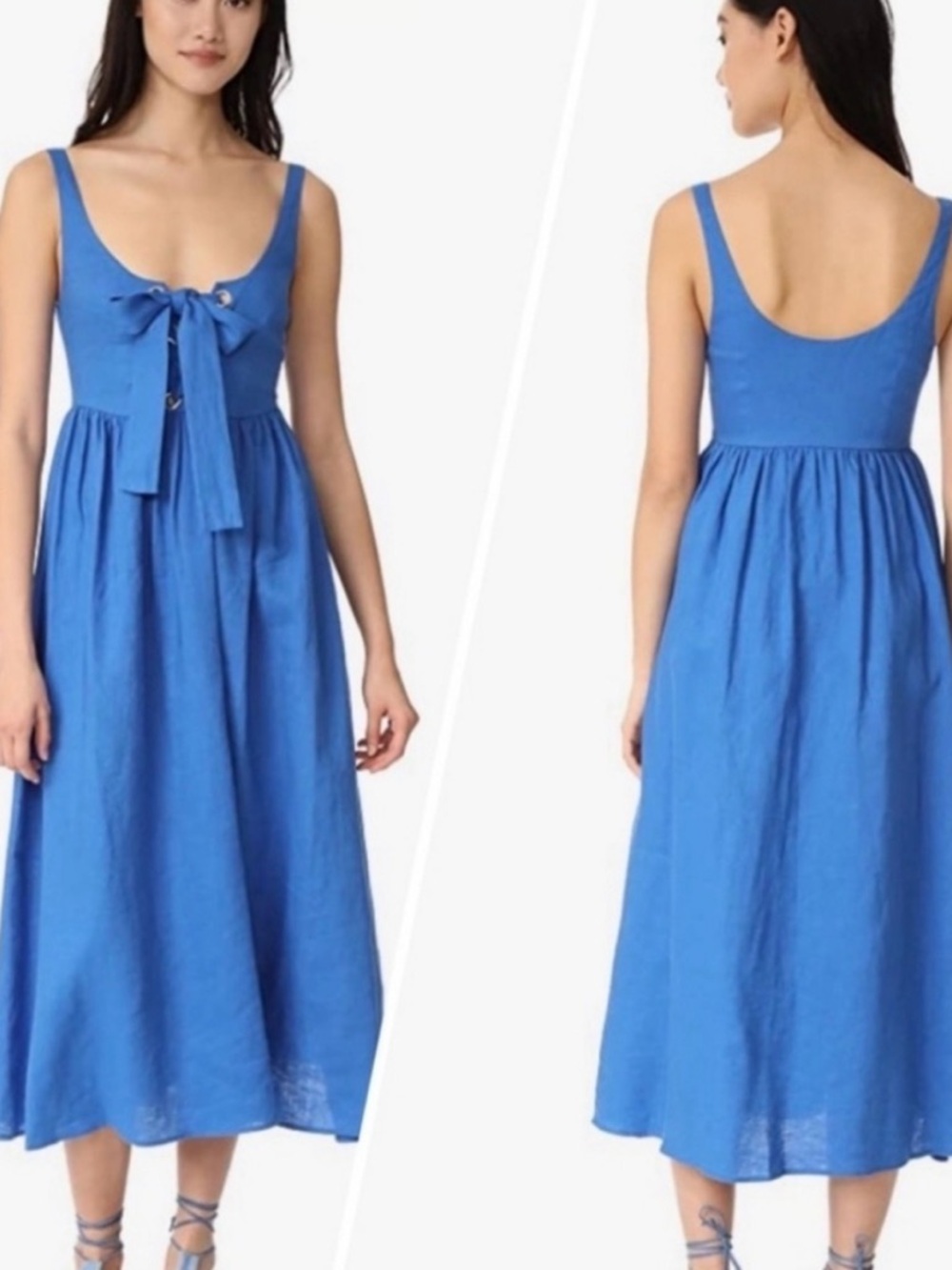 Mara Hoffman Blue Tie-Front Midi Dress